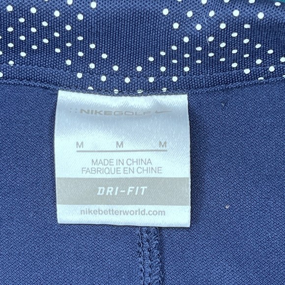 Women's NIKE Navy Dri-Fit Short Sleeve Golf Polo Shirt Medium - 1/4 zip - Picture 2 of 5